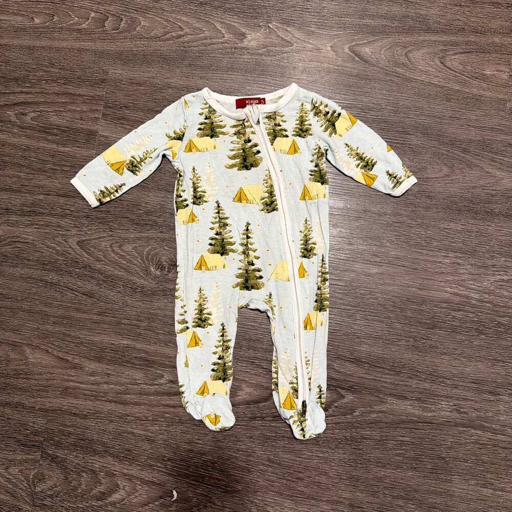 Milkbarn Bamboo Zipper Footed Romper in Happy Camper Print